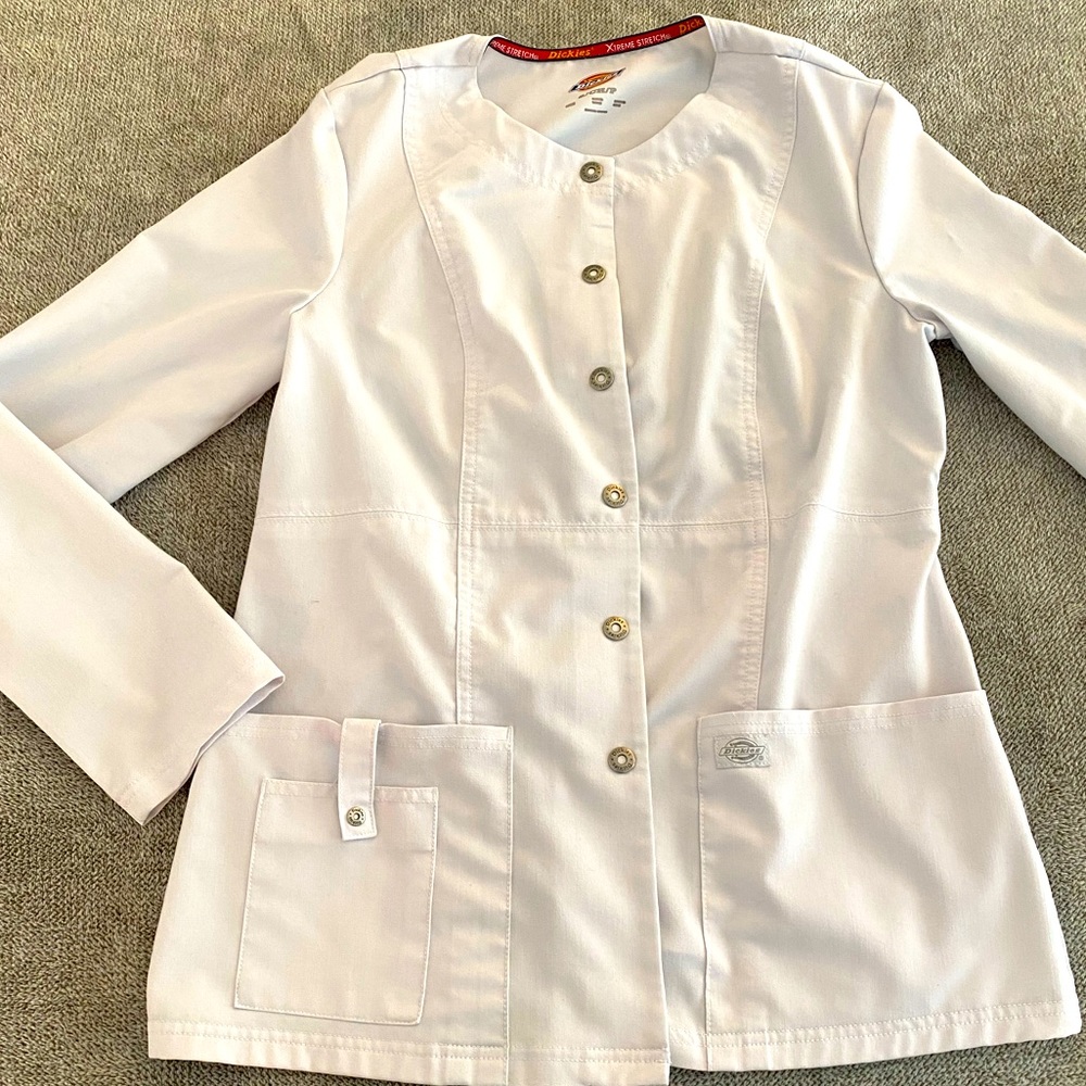 Dickies white stretch lab coat nurse jacket